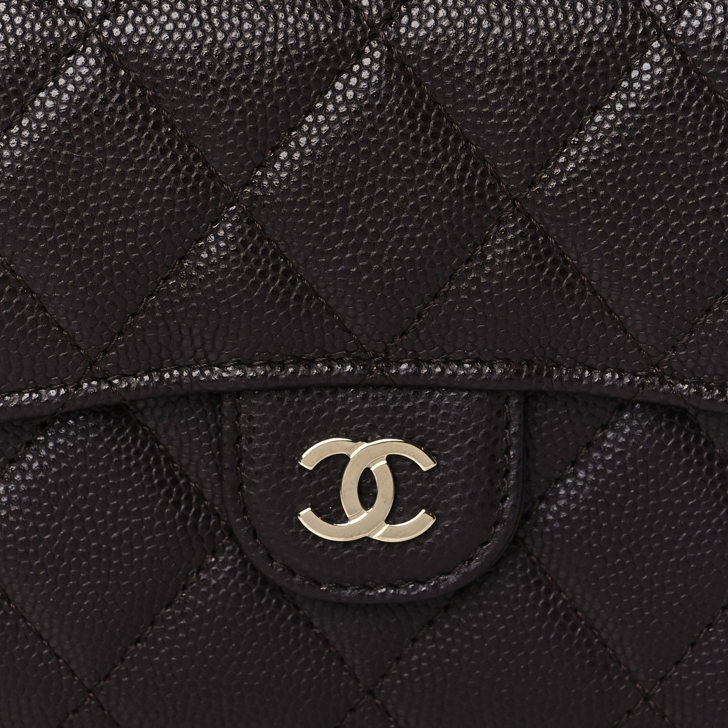 Chanel Caviar Quilted Compact Flap Wallet Dark Brown 9 of 10