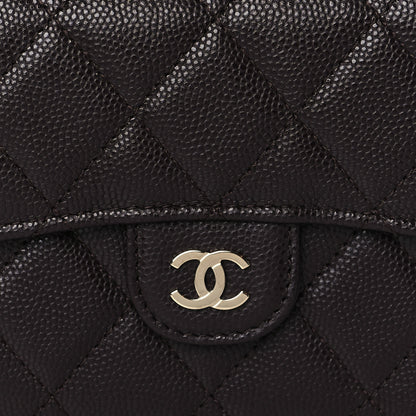 Chanel Caviar Quilted Compact Flap Wallet Dark Brown 9 of 10