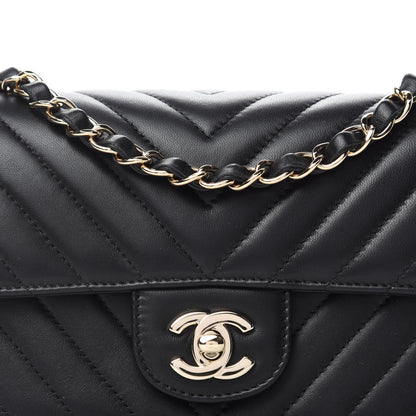 Chanel Lambskin Chevron Quilted Mini Rectangular Flap Black 10 of 11