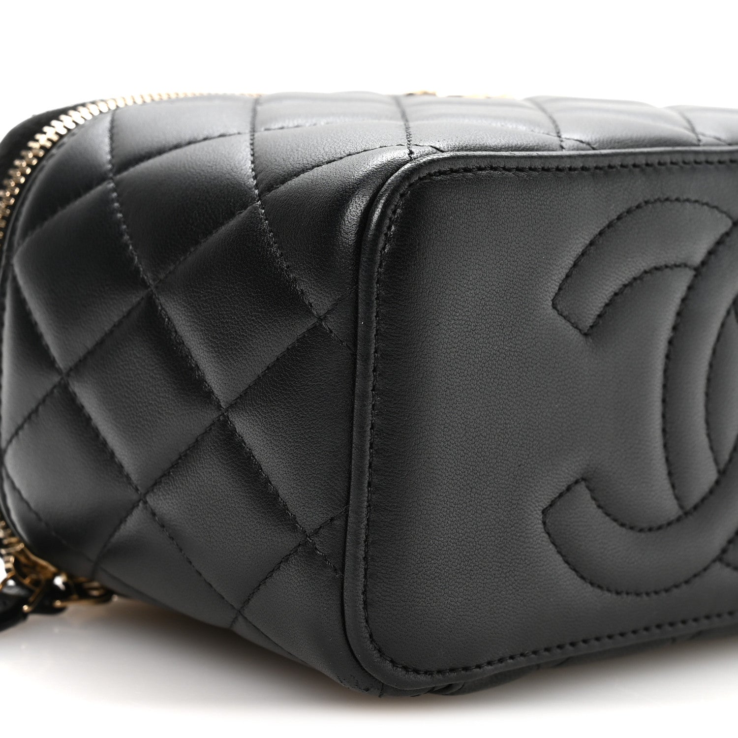 Chanel Lambskin Quilted Small Top Handle Vanity Case With Chain Black 9 of 11