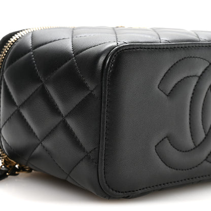 Chanel Lambskin Quilted Small Top Handle Vanity Case With Chain Black 9 of 11