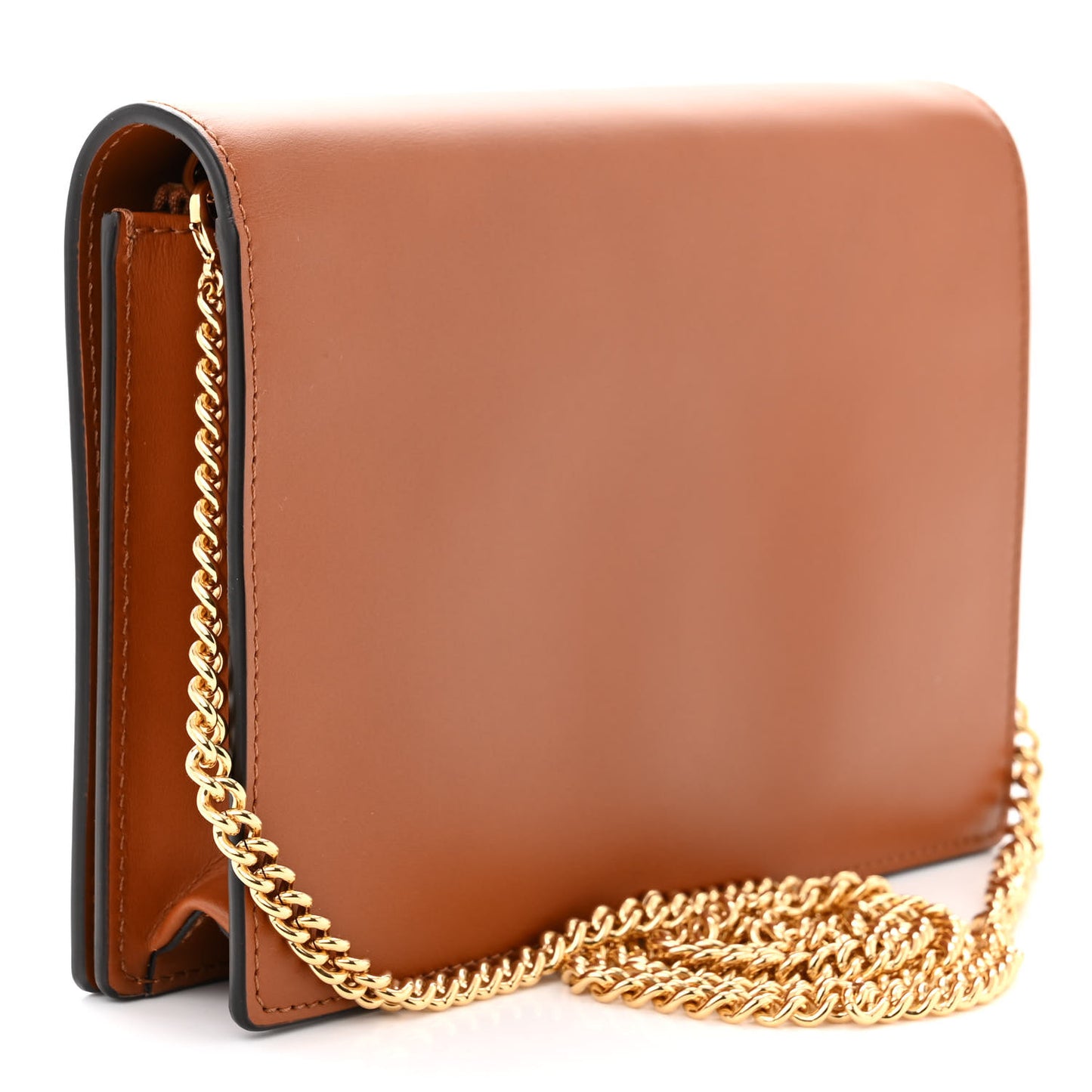 Vitello King Tamponato Logo Embossed Medium Wallet On Chain Cuoio