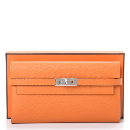 Hermes Epsom Kelly Longue Wallet Abricot Rose Azalee 8 of 8