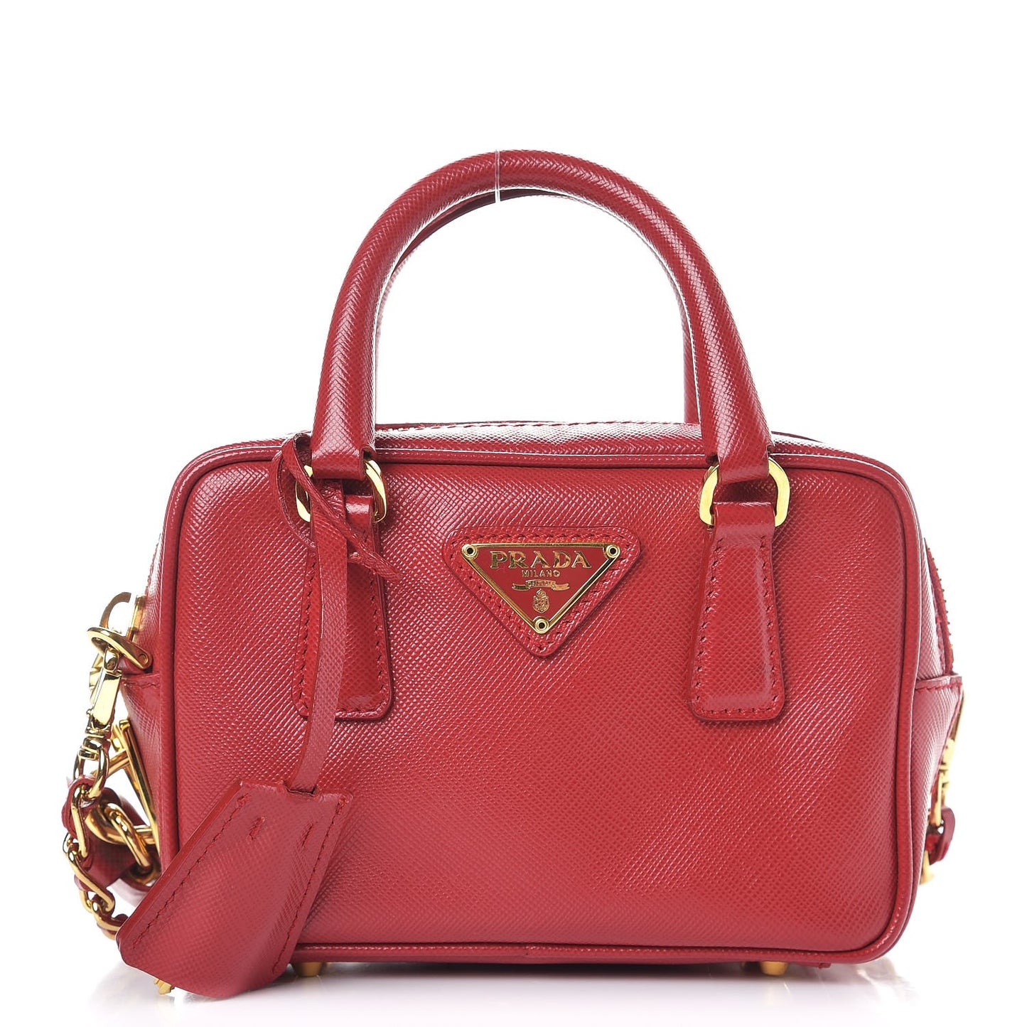 Saffiano Lux Mini Top Handle Crossbody Bag Fuoco