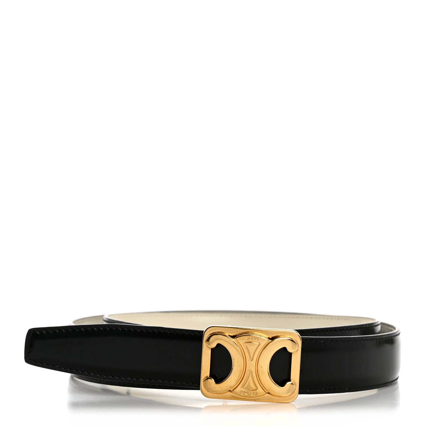 Box Calfskin Reversible 25mm Triomphe Belt 80 32 Black White Cotton