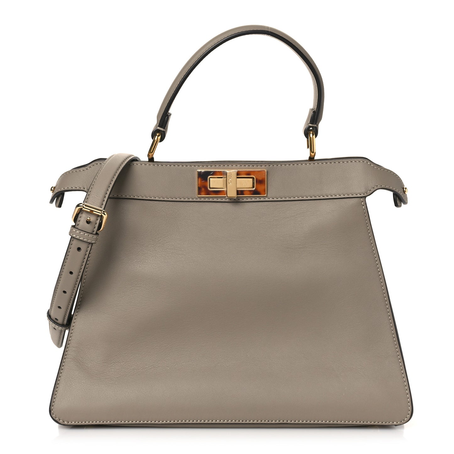 Vitello Seta Shiny Nappa Plexiglass Medium Peekaboo I SEE U Satchel Tortora
