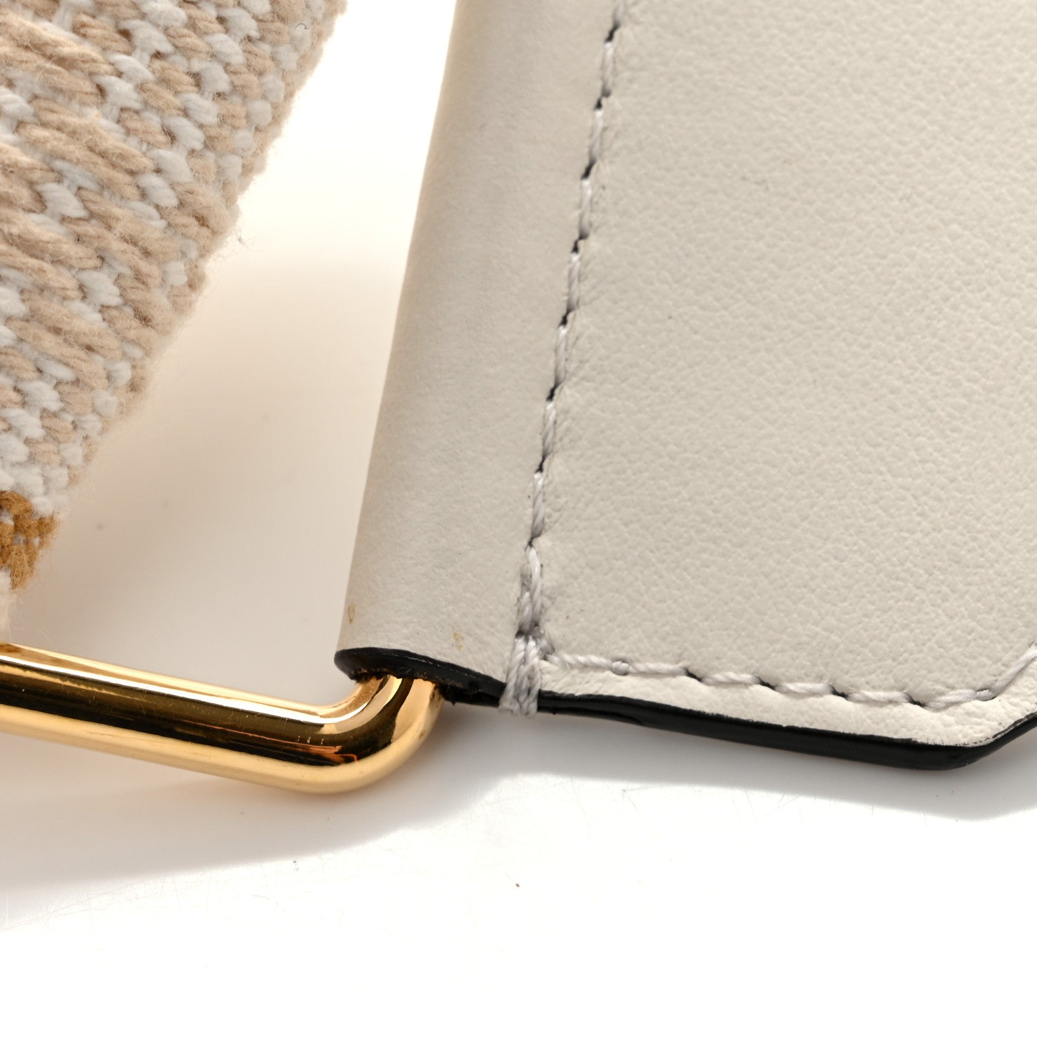 Fendi Cannete Ribbon Poly Vitello Century Logo Adjustable Strap You White Garza Ecru 5 of 6
