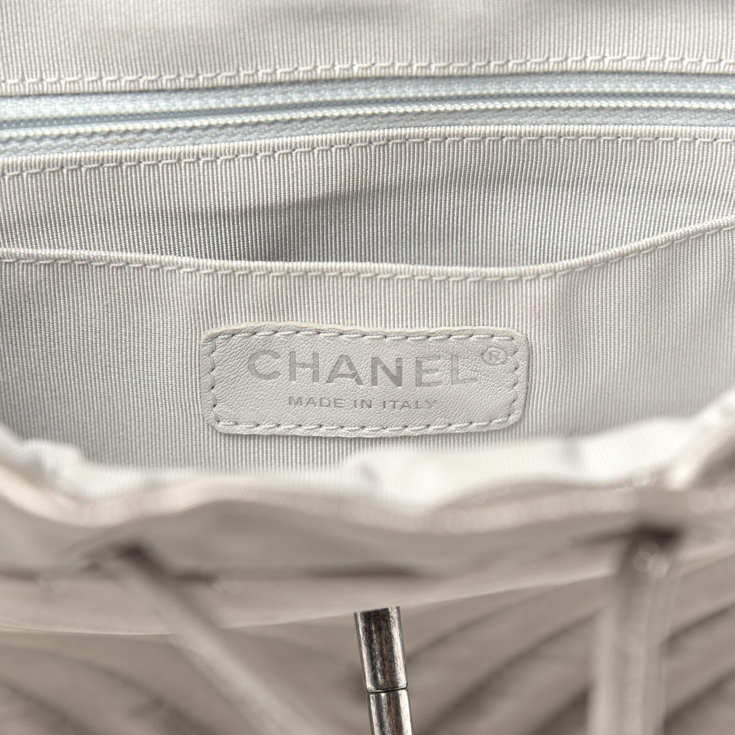 Chanel Metallic Iridescent Calfskin Chevron Quilted Small Urban Spirit Backpack Silver 5 of 11
