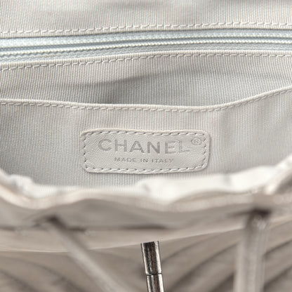 Chanel Metallic Iridescent Calfskin Chevron Quilted Small Urban Spirit Backpack Silver 5 of 11