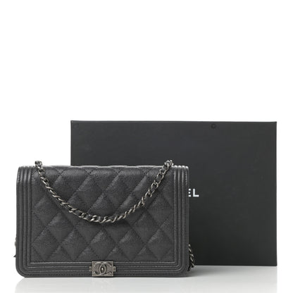 Chanel Caviar Quilted Boy Wallet On Chain WOC Charcoal 11 of 11