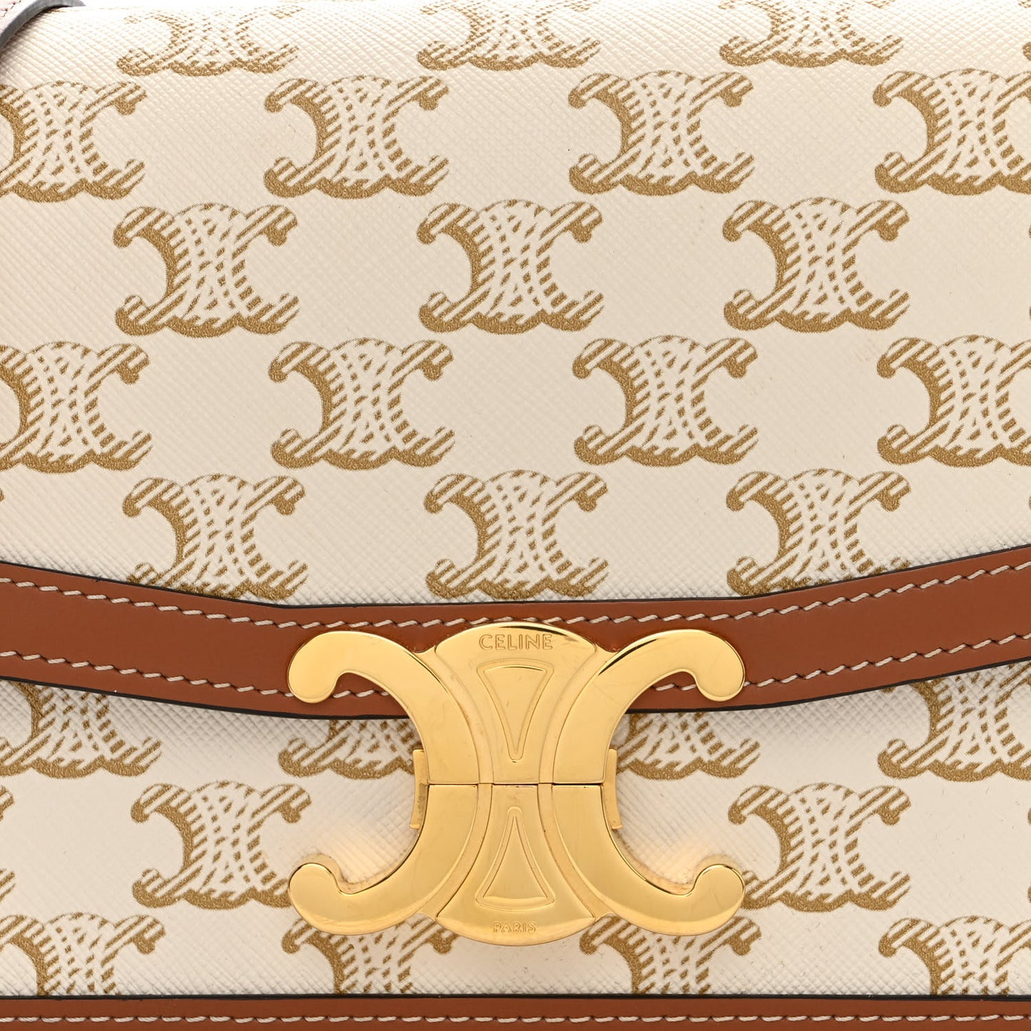 Calfskin Triomphe Canvas Teen Triomphe Bag White