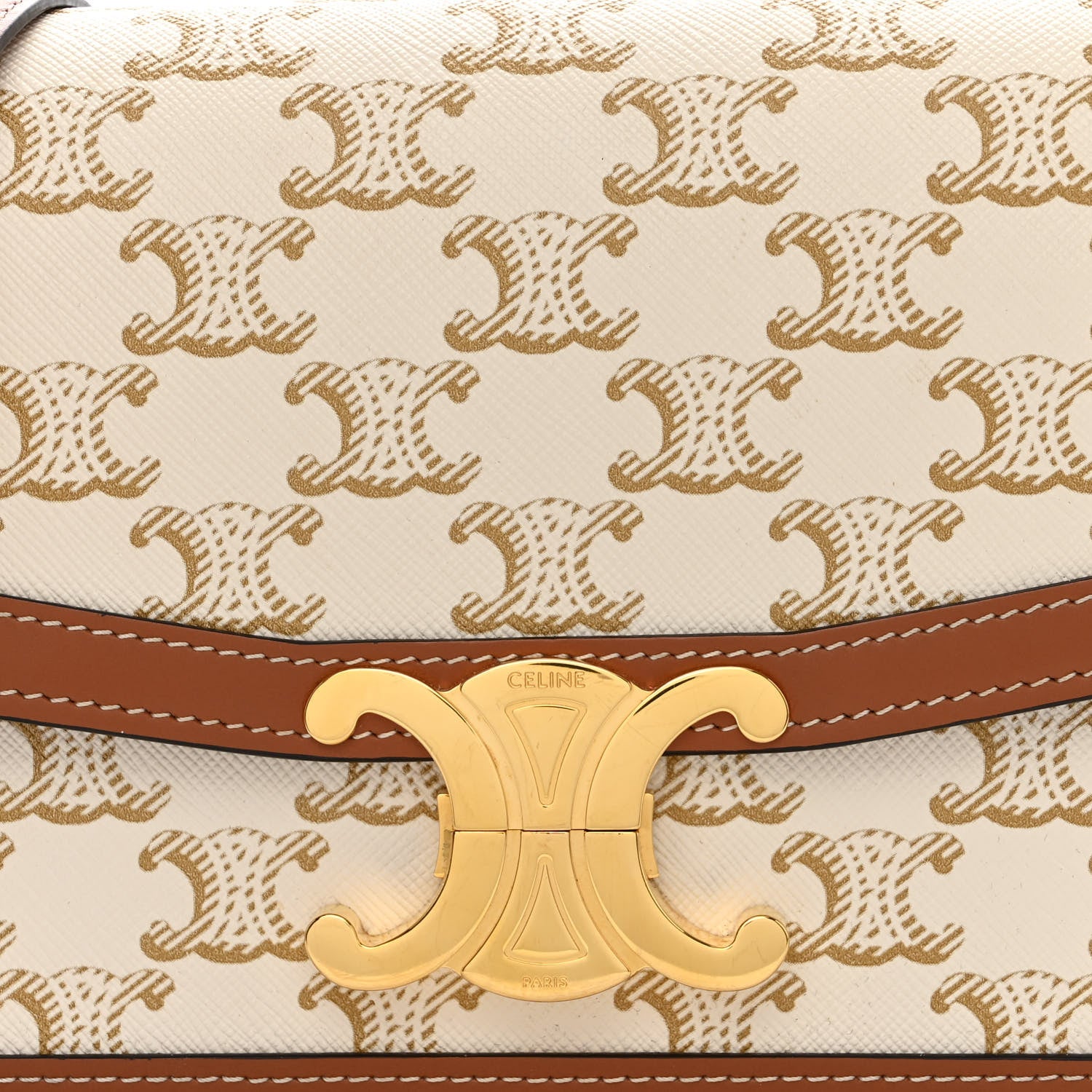 Celine Calfskin Triomphe Canvas Teen Triomphe Bag White 9 of 11