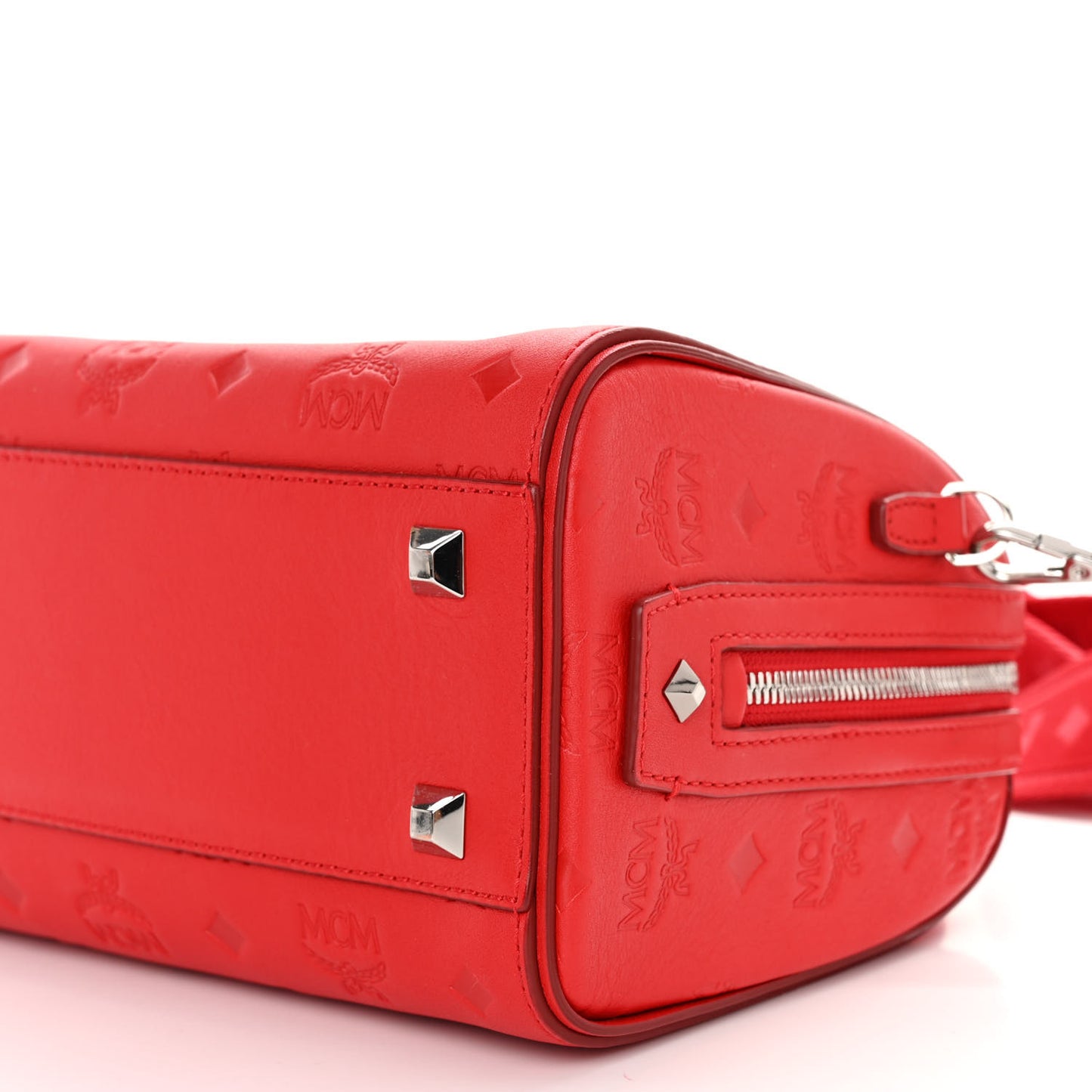 Calfskin Ottomar Monogram Small Essential Boston Bag Viva Red