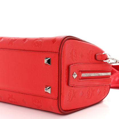 MCM Calfskin Ottomar Monogram Small Essential Boston Bag Viva Red 9 of 9