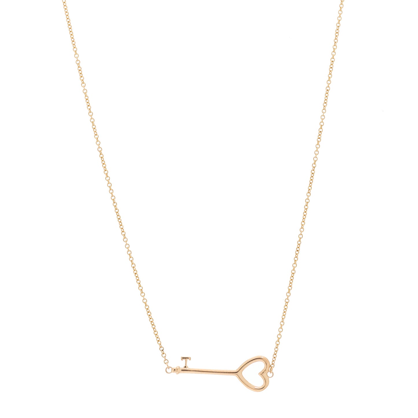 18K Rose Gold Heart Key Pendant Necklace