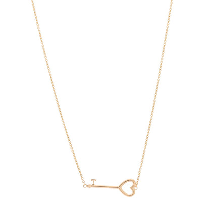 Tiffany 18K Rose Gold Heart Key Pendant Necklace 1 of 5