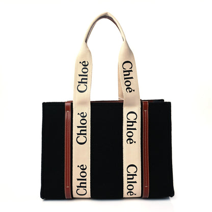 Chloe Felt Calfskin Medium Woody Ribbon Tote Black 1 of 10