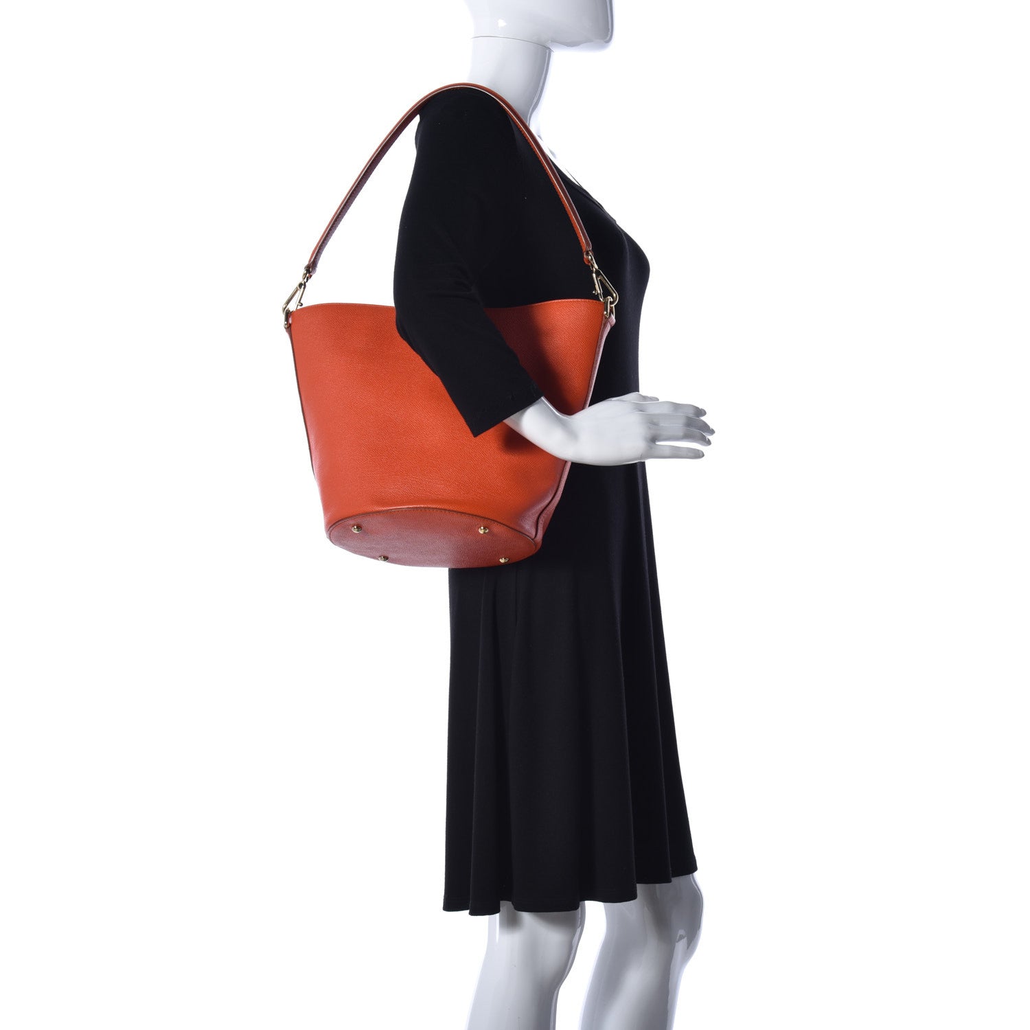 Dolce & Gabbana Textured Calfskin Bucket Tote Orange 2 of 15