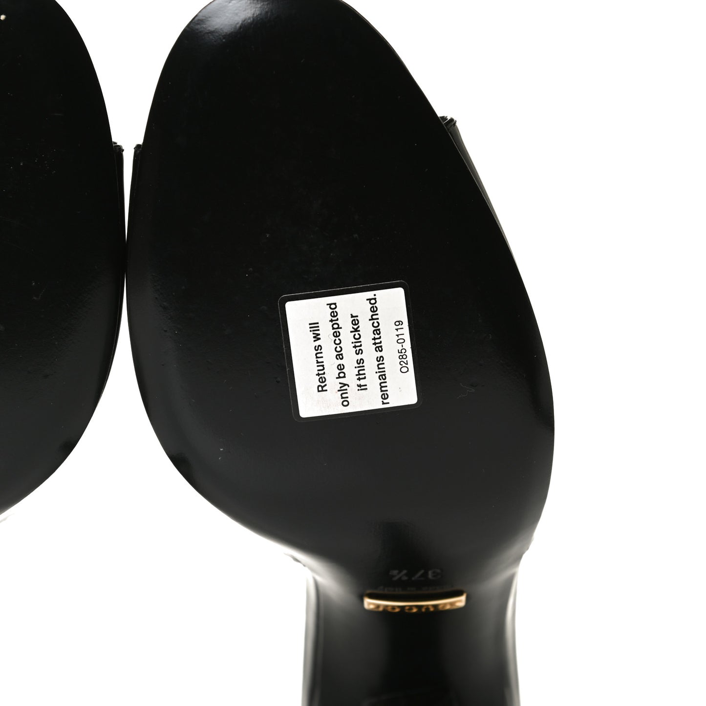 Polished Calfskin Scarlet Mid Heel Slide Sandals 37.5 Black