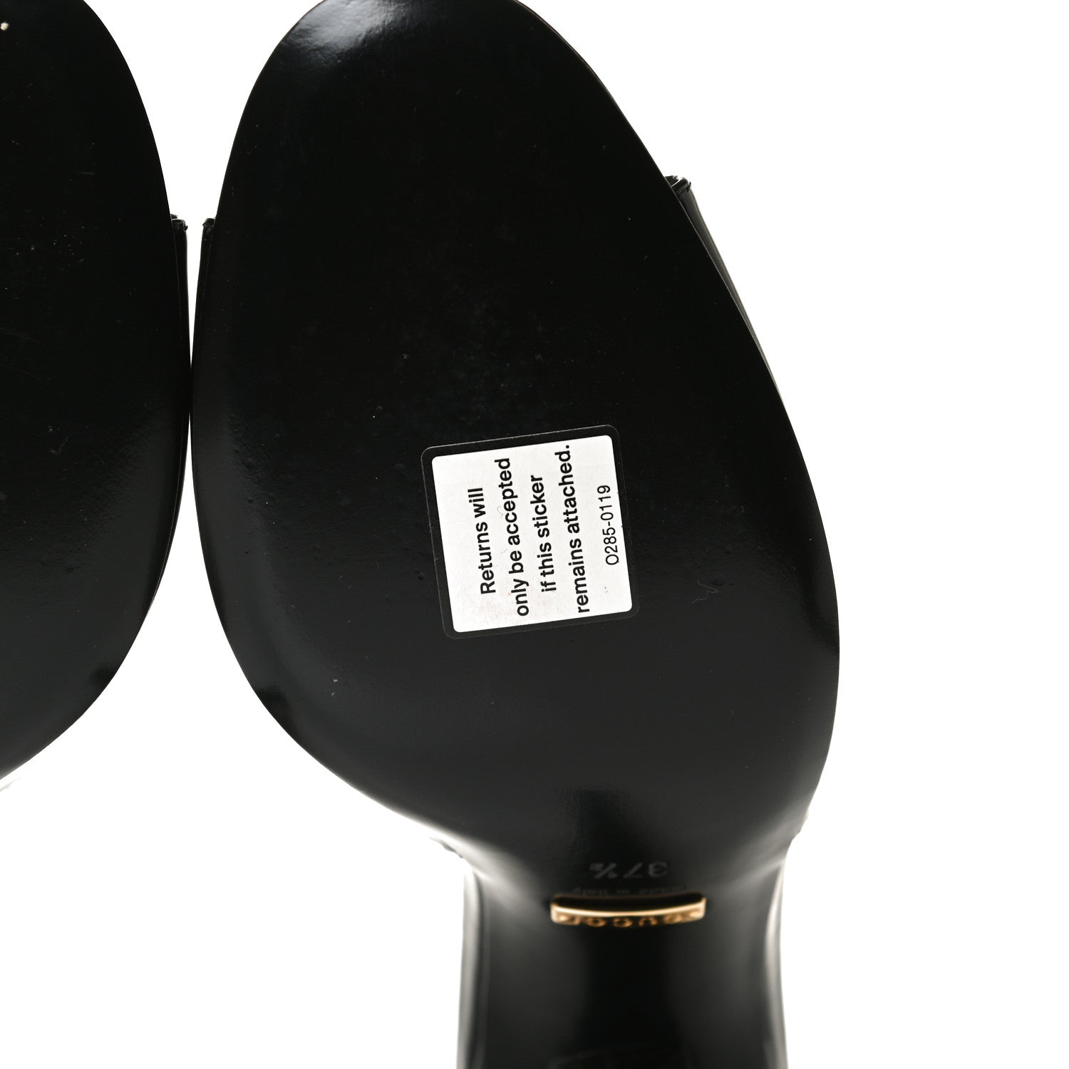 Gucci Polished Calfskin Scarlet Mid Heel Slide Sandals 37.5 Black 8 of 13
