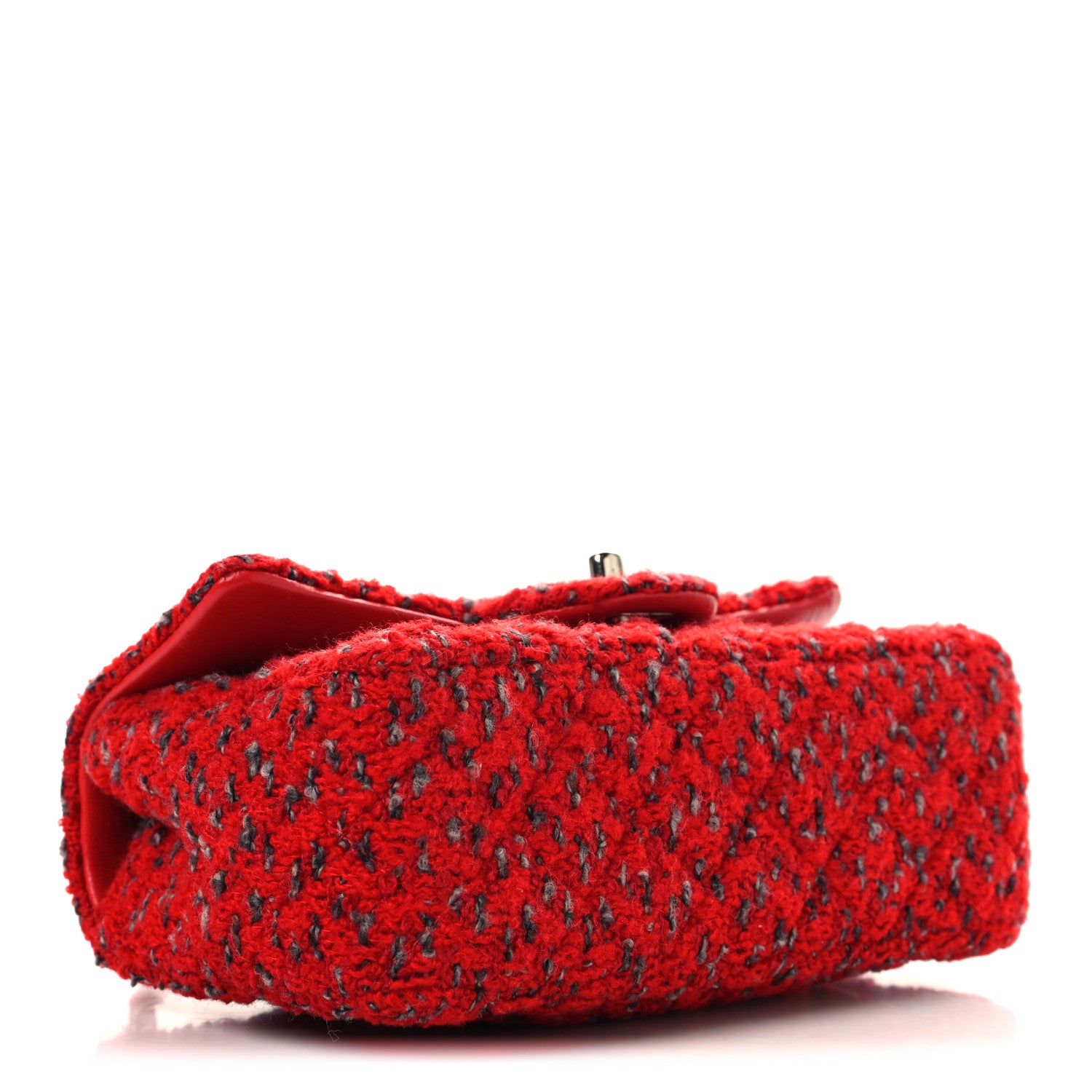 Chanel Tweed Quilted Mini Rectangular Flap Red Grey 4 of 10