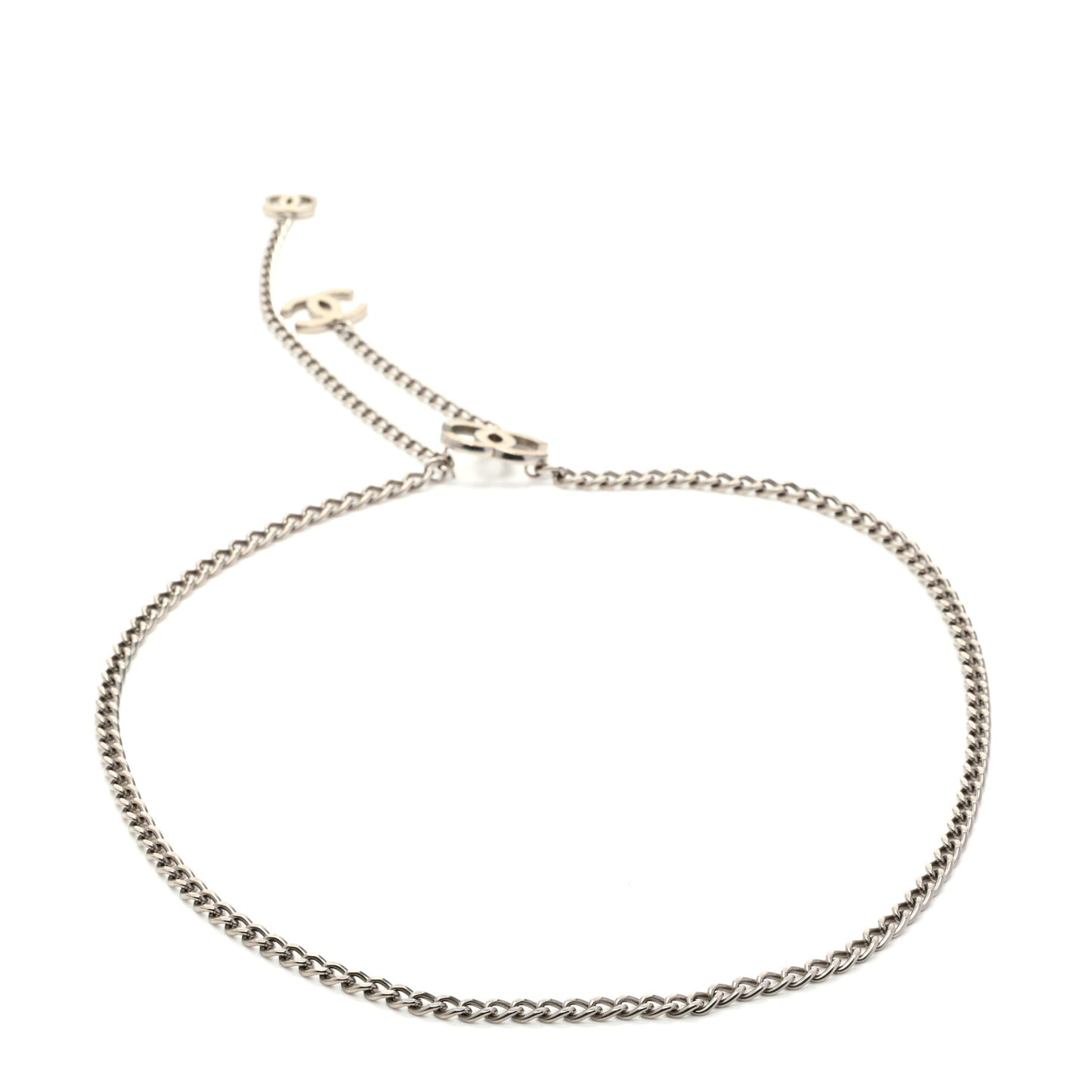 Enamel CC Ceinture Fantai Adjustable Belt Silver White