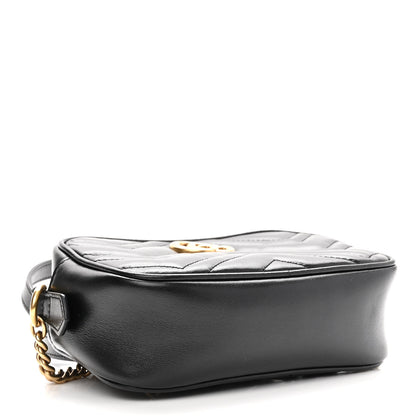 Gucci Calfskin Matelasse Mini GG Marmont Chain Shoulder Bag Black 4 of 11