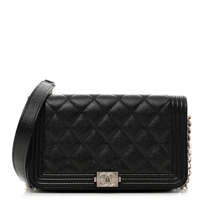 Chanel Caviar Quilted Boy Phone Holder Wallet On Chain Black 1 of 12