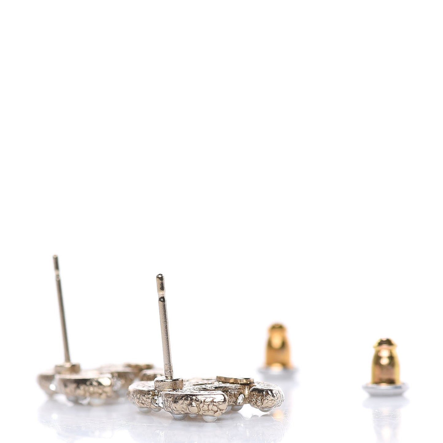 Pearl Crystal CC Earrings Light Gold