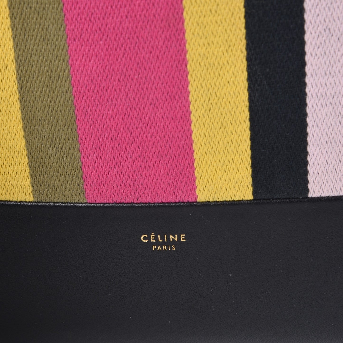 Cotton Canvas Lambskin Striped Solo Clutch Pouch Black