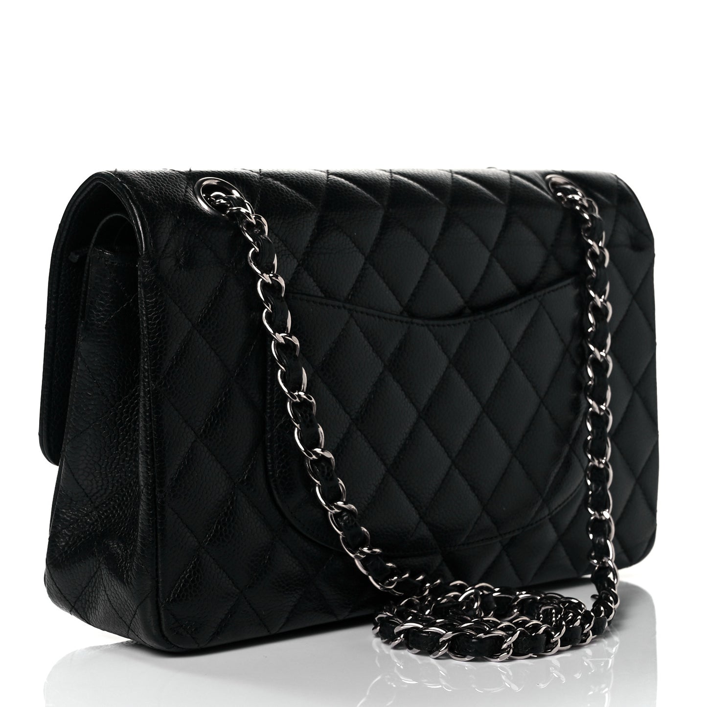 Caviar Quilted Medium Double Flap Black