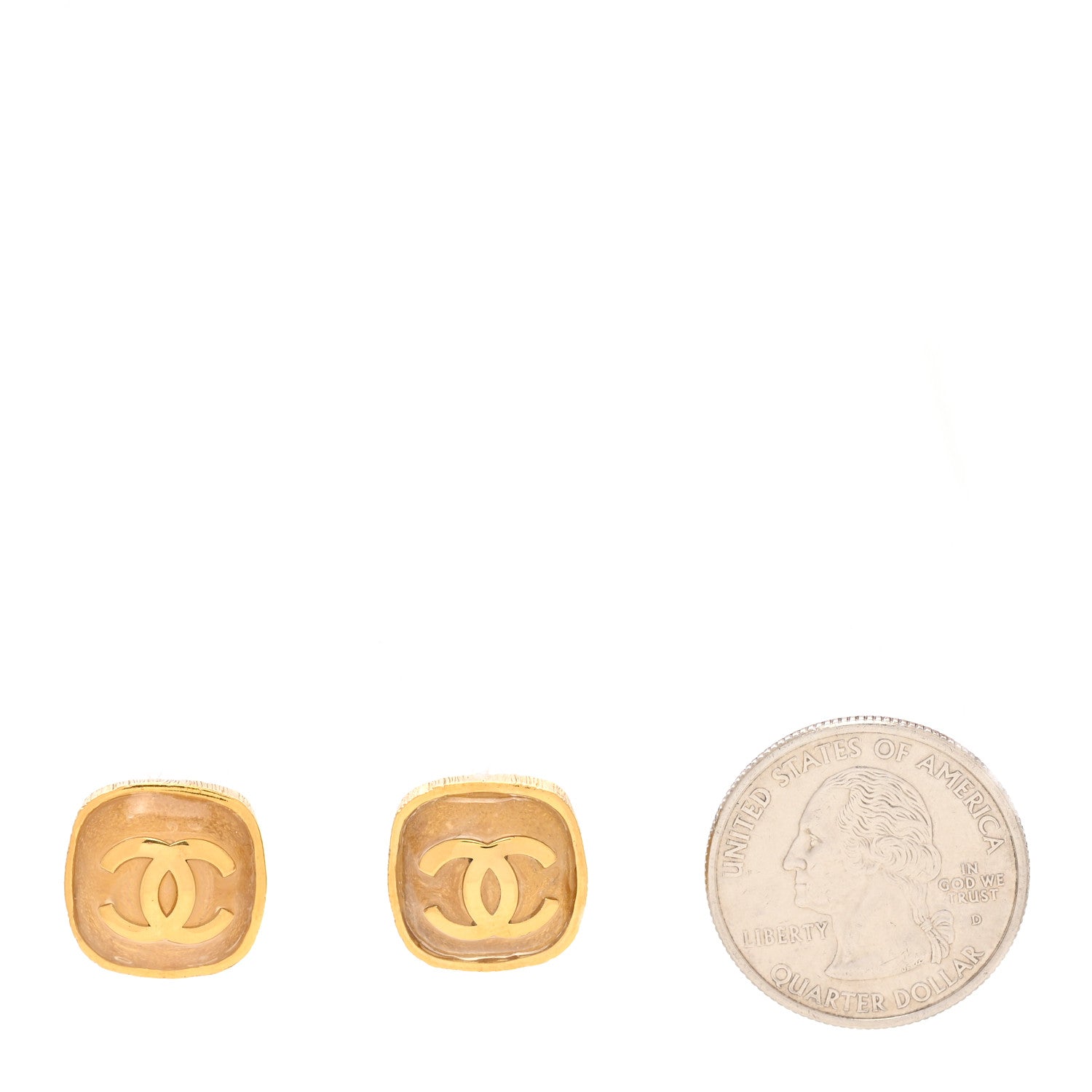 Chanel CC Square Earrings Gold 2 of 4