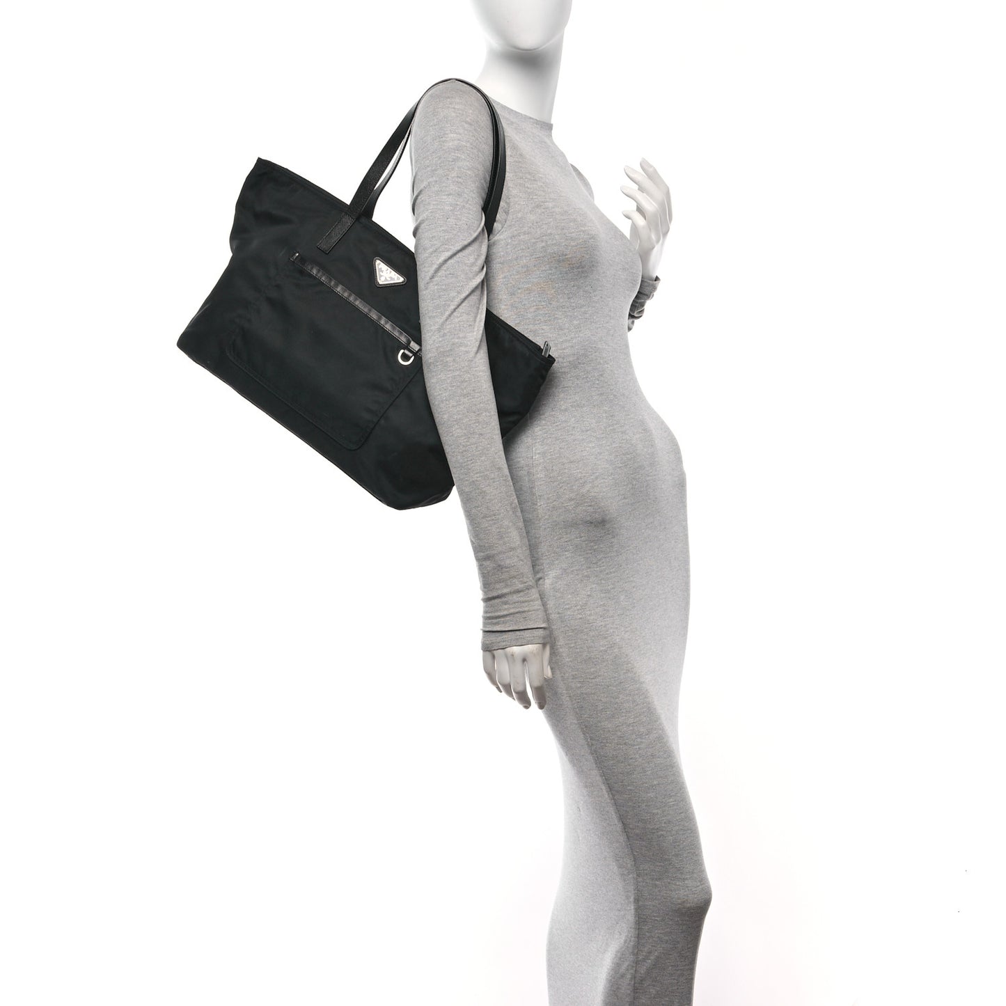 Tessuto Nylon Saffiano Pocket Tote Black