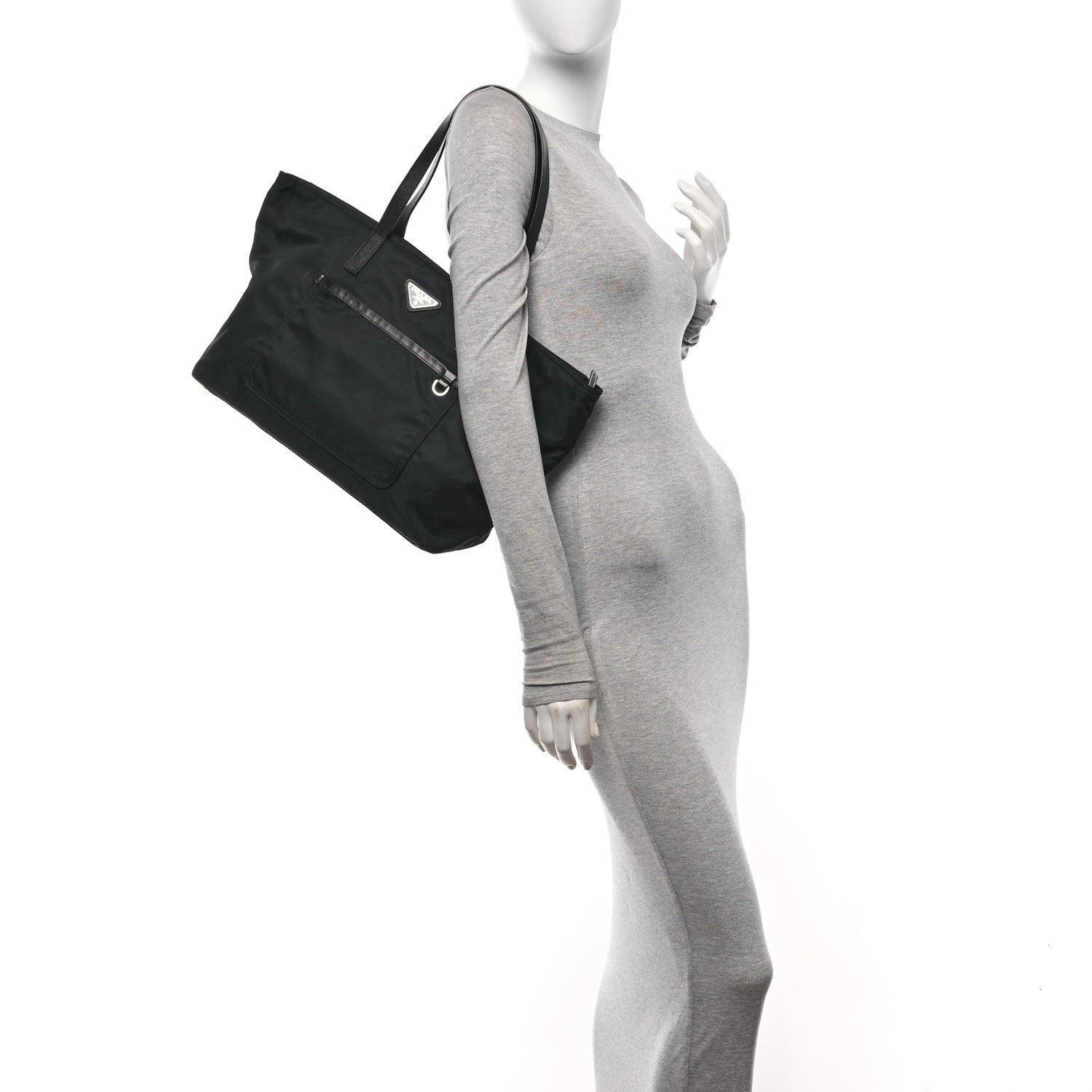 Prada Tessuto Nylon Saffiano Pocket Tote Black 2 of 10