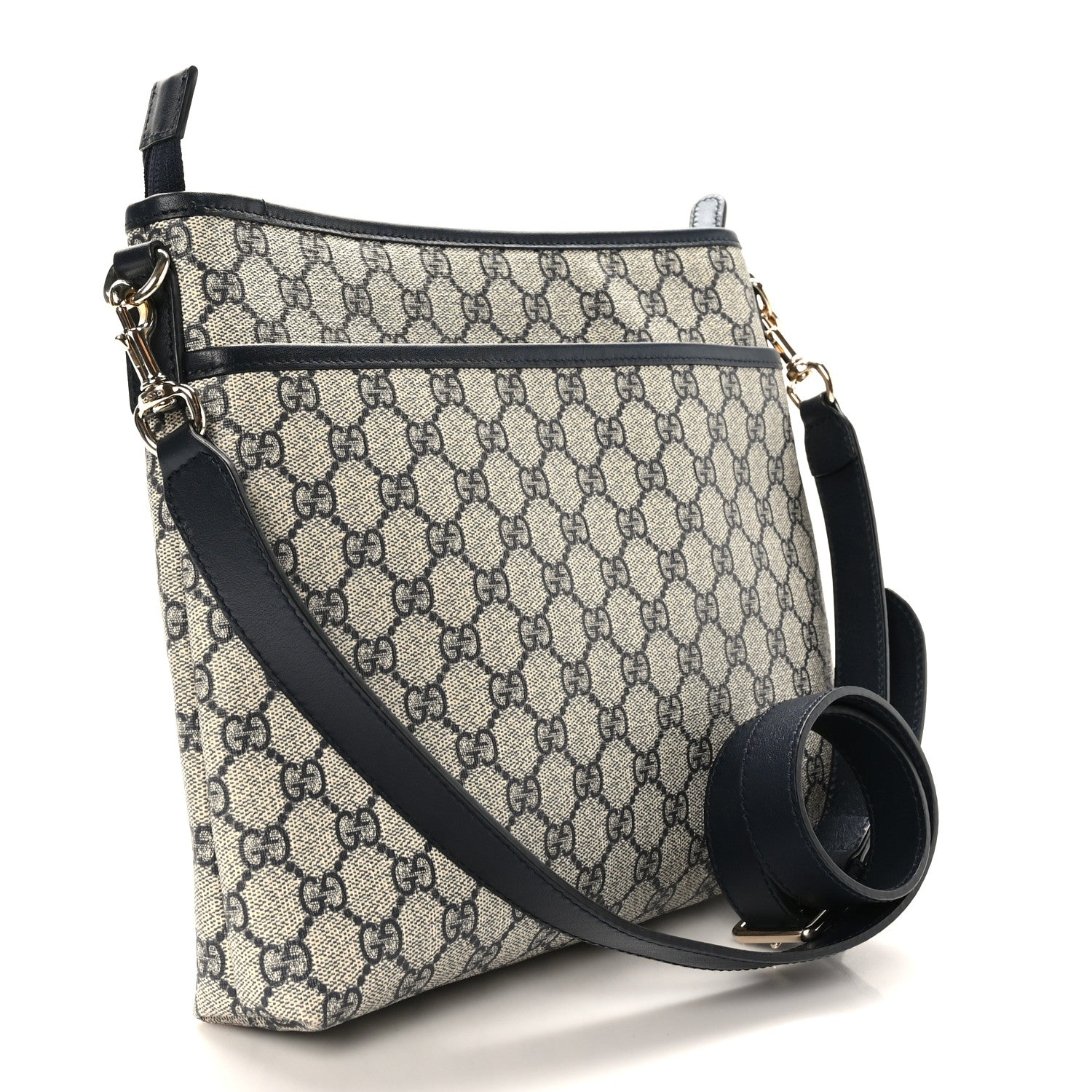 Gucci GG Plus Monogram Medium Flat Messenger Bag Navy 3 of 9
