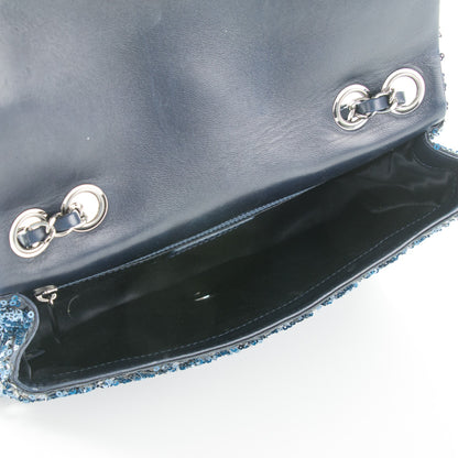 Chanel Satin Sequin Medium Classic Flap Blue 6 of 8