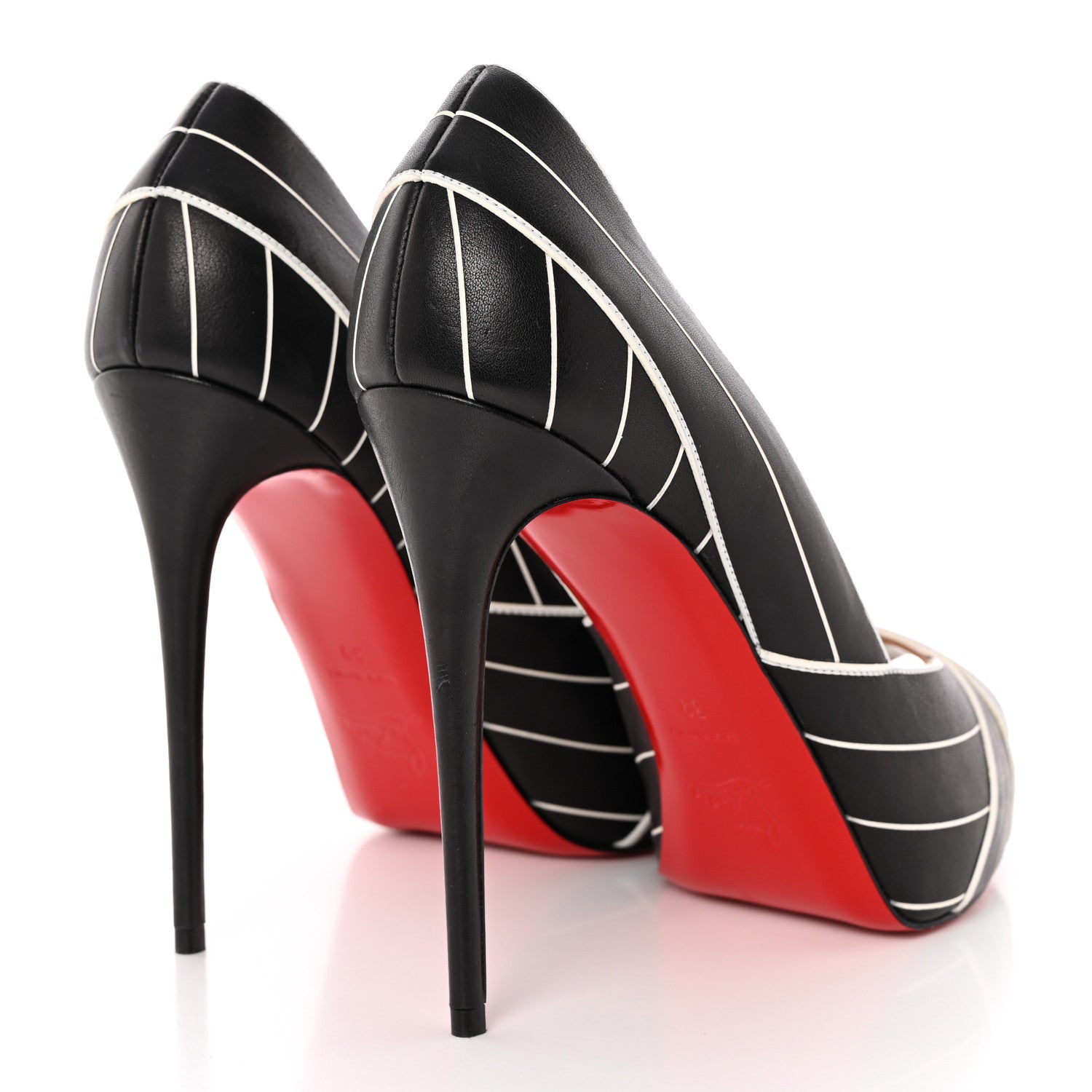 Christian Louboutin Calfskin Undessin Alta 120 Pumps 39 Black White 4 of 13