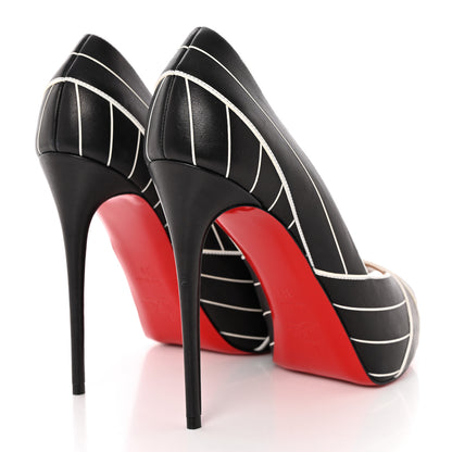 Christian Louboutin Calfskin Undessin Alta 120 Pumps 39 Black White 4 of 13