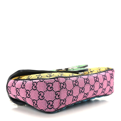 Gucci Monogram Multicolor Matelasse Diagonal Small GG Marmont Shoulder Bag Green Blue Yellow Light Blue Pink 5 of 10