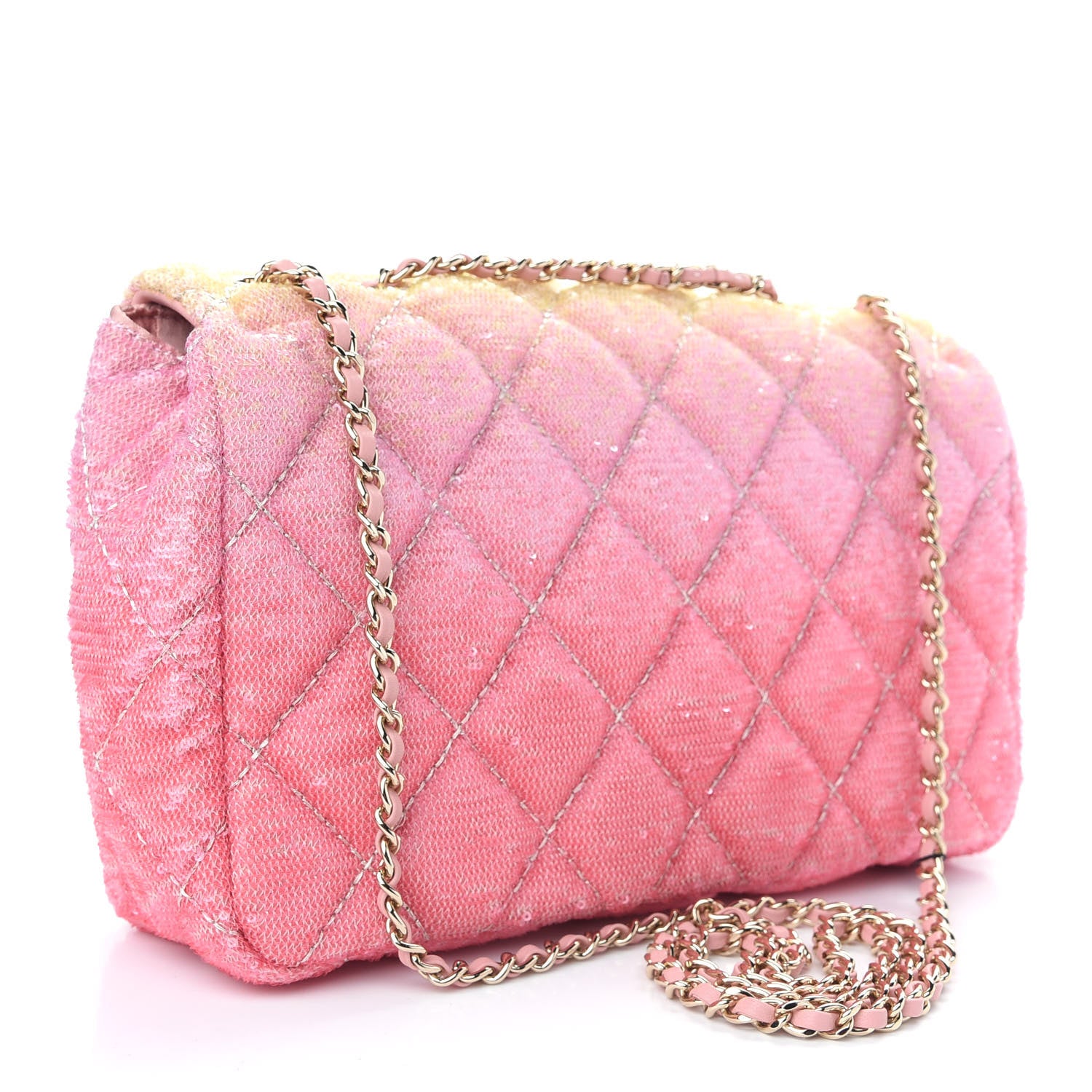Chanel Sequin Quilted Ombre Medium Flap Yellow Pink 3 of 10