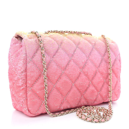 Chanel Sequin Quilted Ombre Medium Flap Yellow Pink 3 of 10