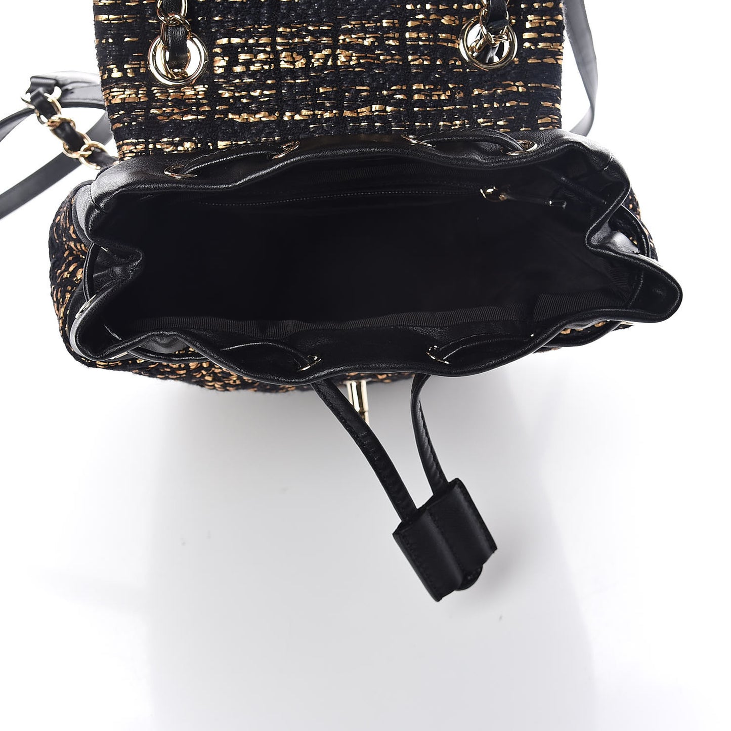 Tweed Quilted Mini Urban Spirit Backpack Black Gold