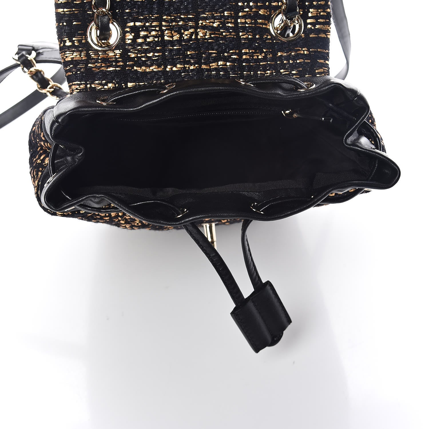 Chanel Tweed Quilted Mini Urban Spirit Backpack Black Gold 7 of 10