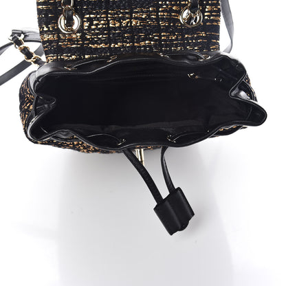 Chanel Tweed Quilted Mini Urban Spirit Backpack Black Gold 7 of 10