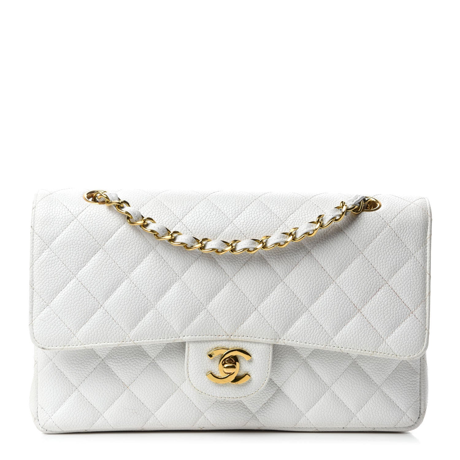 Chanel Caviar Quilted Medium Double Flap White 1 of 18