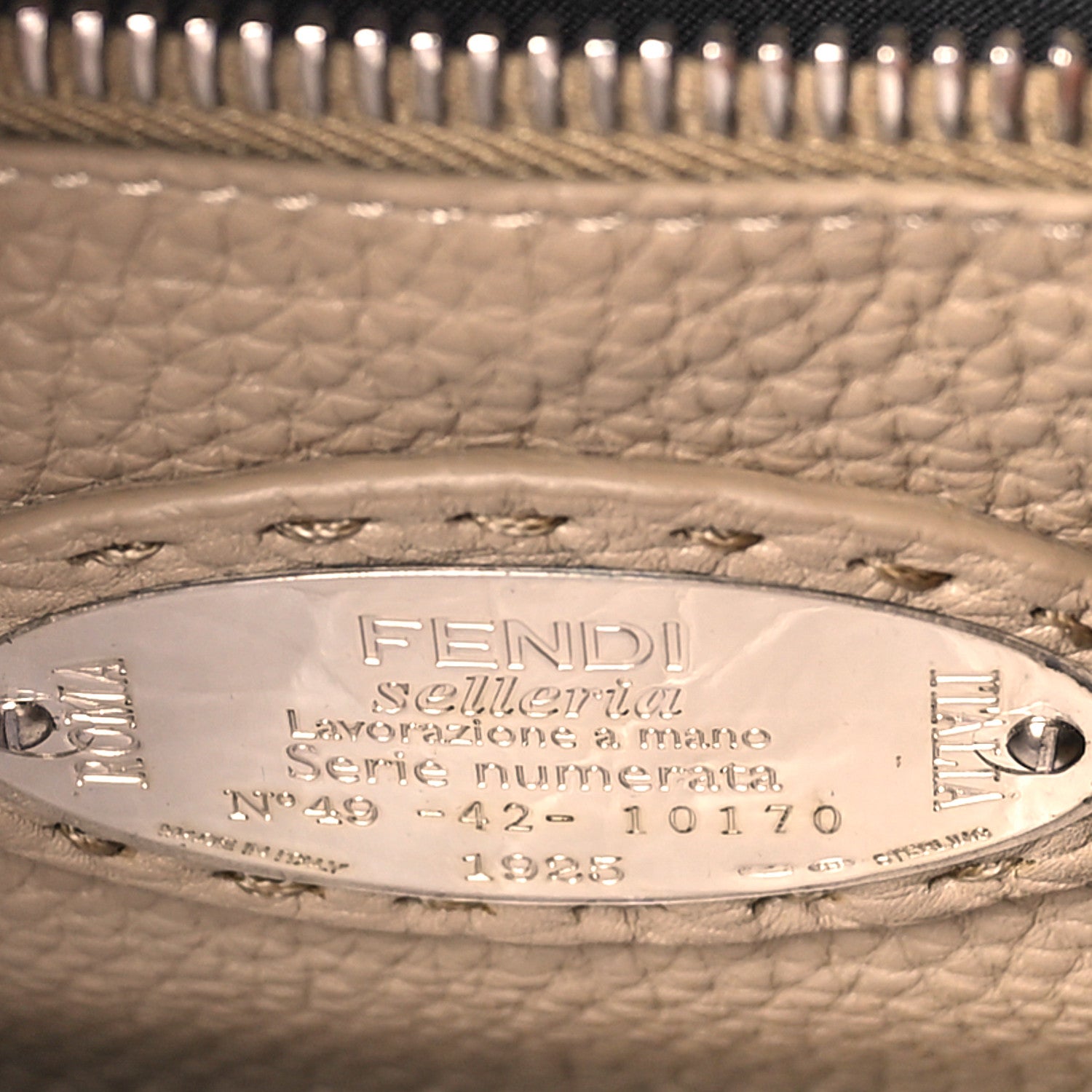 Fendi Cuoio Romano Selleria Bi-Color Medium Peekaboo Iconic Satchel Mou Deserto 7 of 9