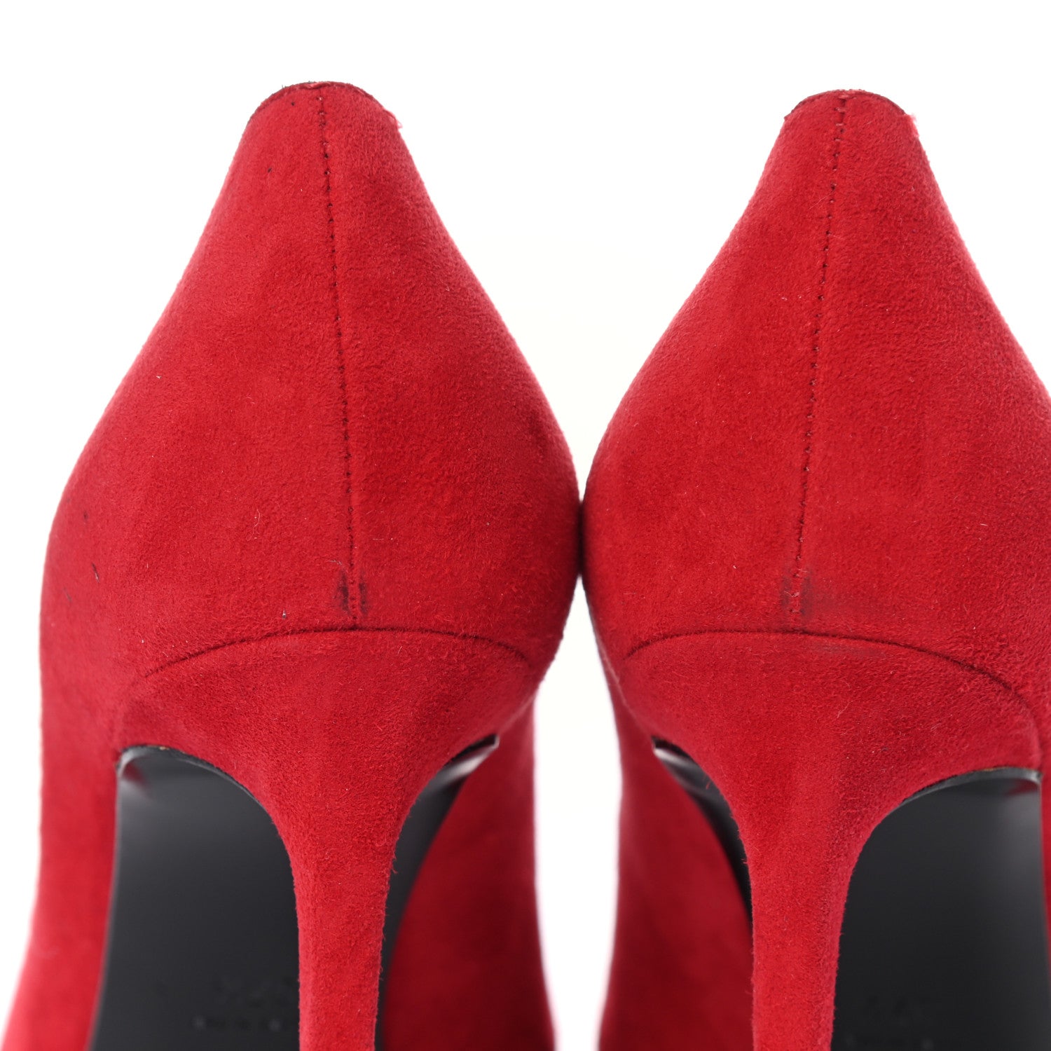 Saint Laurent Kid Scamosciato Classic Paris 105 Skinny Pumps 37.5 New Red 9 of 12