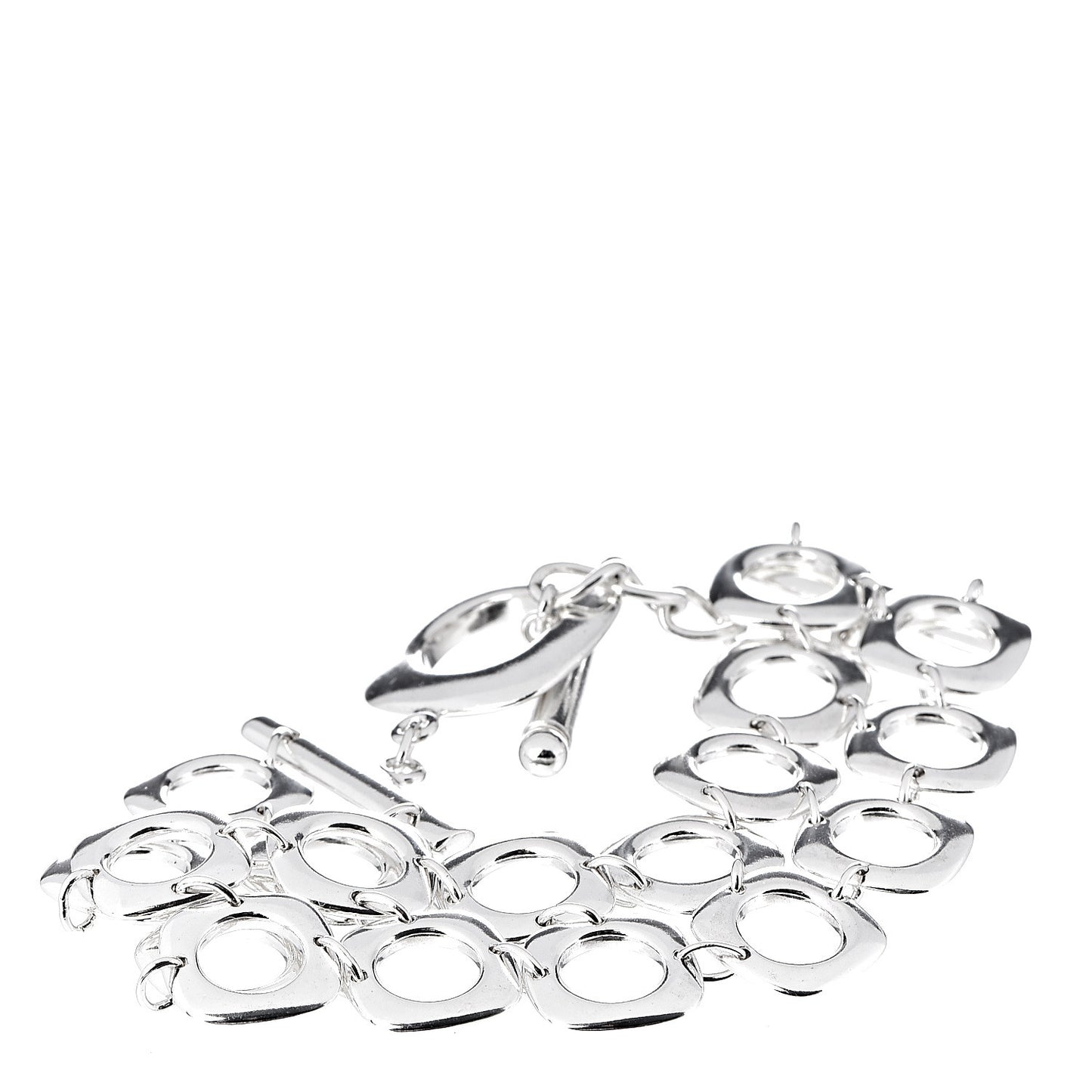 Sterling Silver Double Cushion Square Link Toggle Bracelet
