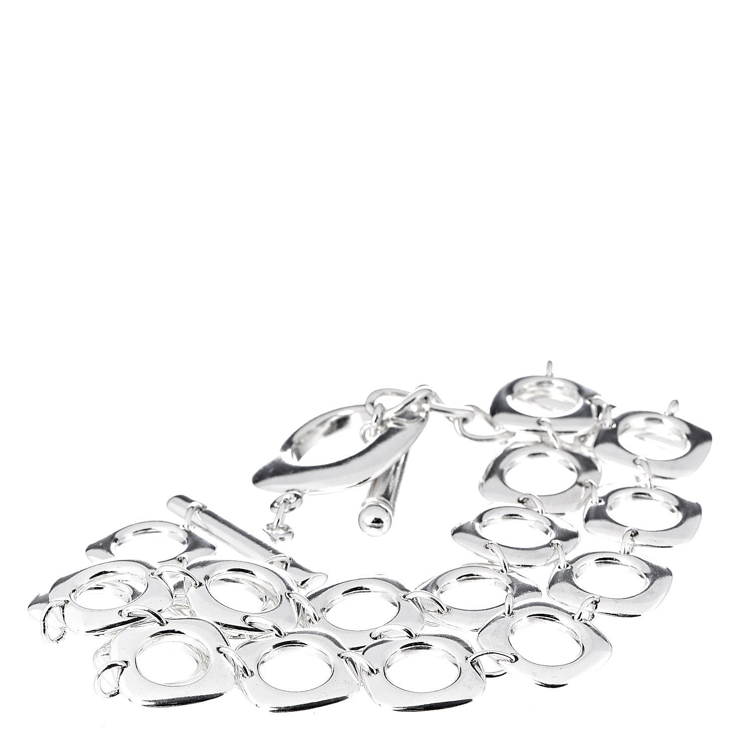 Tiffany Sterling Silver Double Cushion Square Link Toggle Bracelet 1 of 5
