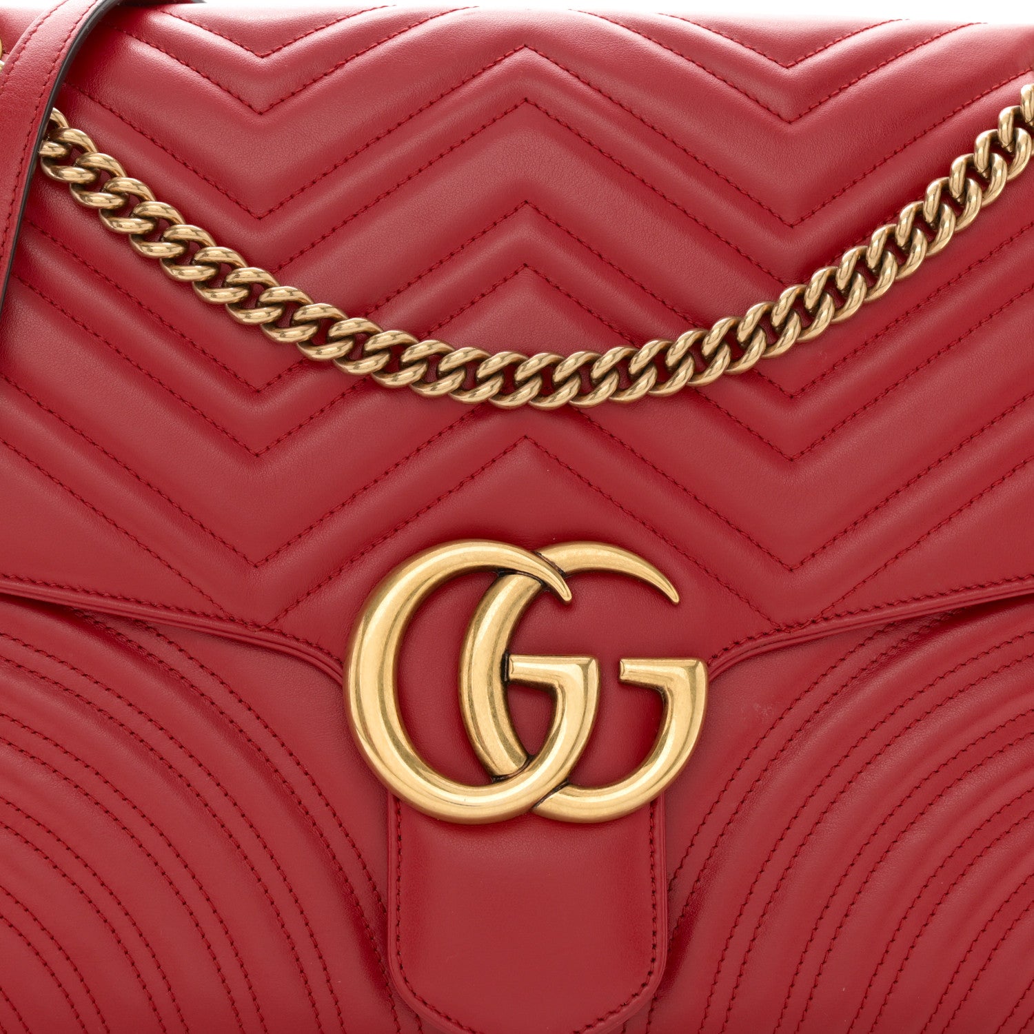 Gucci Calfskin Matelasse Large GG Marmont Shoulder Bag Hibiscus Red 8 of 10